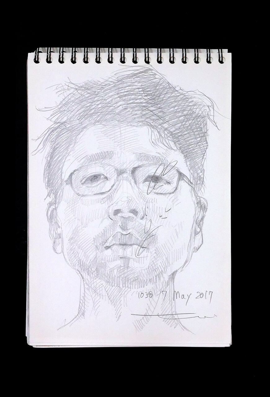 Contemporary artist SHINTAKU Tomoni's 2017/5/7 Self-portrait or pencil drawing