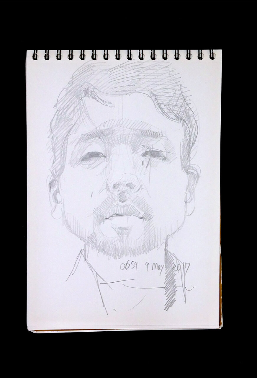 Contemporary artist SHINTAKU Tomoni's 2017/5/9 Self-portrait or pencil drawing