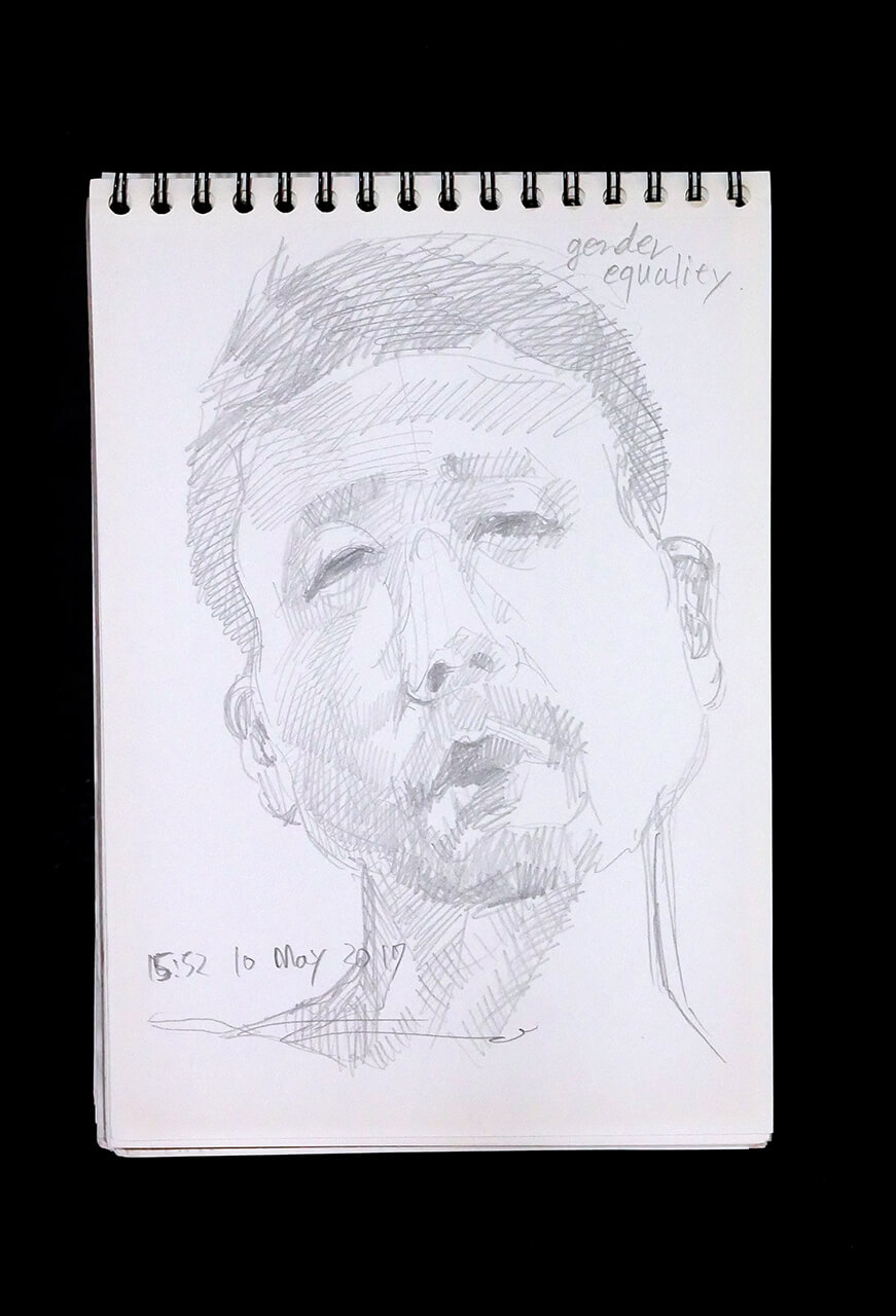 Contemporary artist SHINTAKU Tomoni's 2017/5/10 Self-portrait or pencil drawing