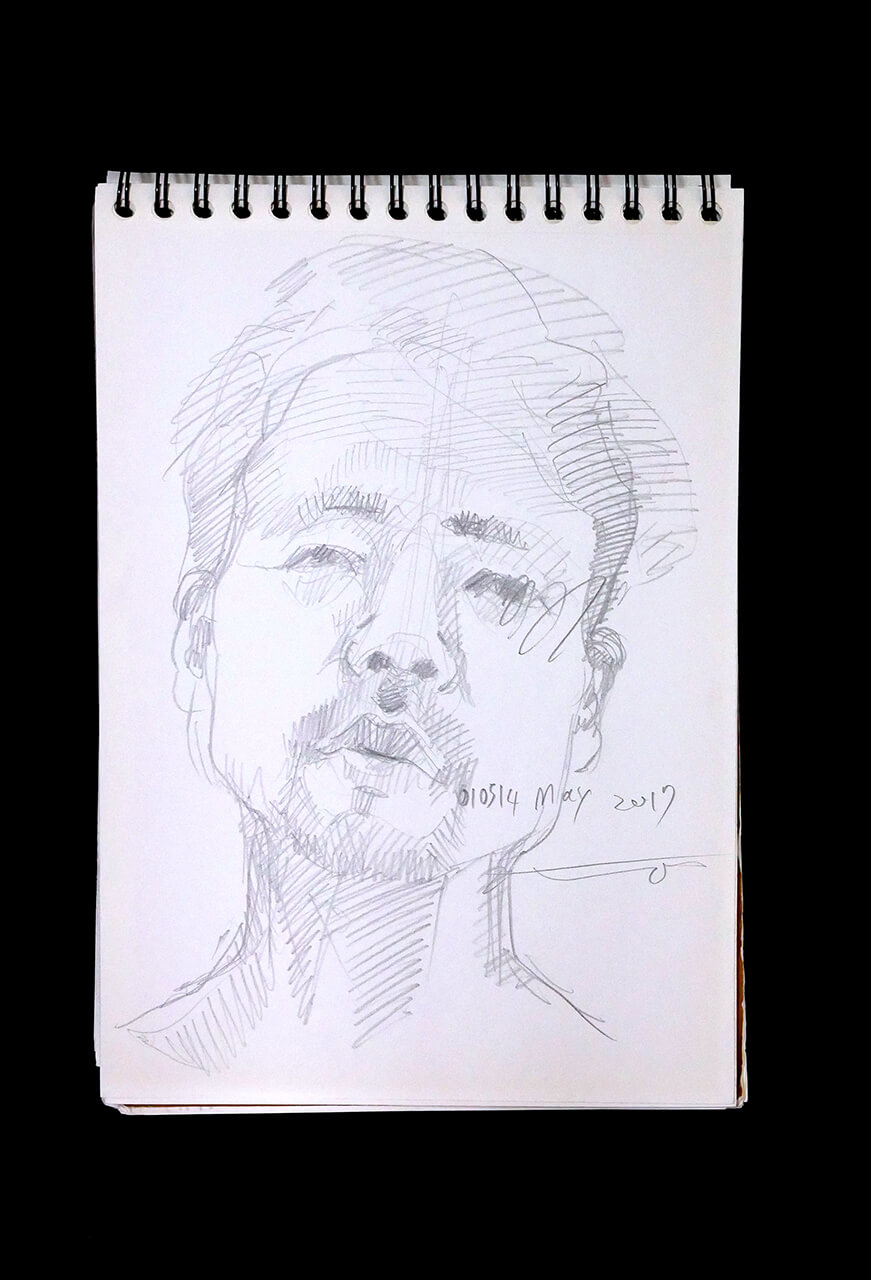 Contemporary artist SHINTAKU Tomoni's 2017/5/14 Self-portrait or pencil drawing