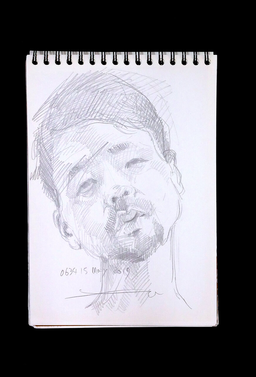 Contemporary artist SHINTAKU Tomoni's 2017/5/15 Self-portrait or pencil drawing