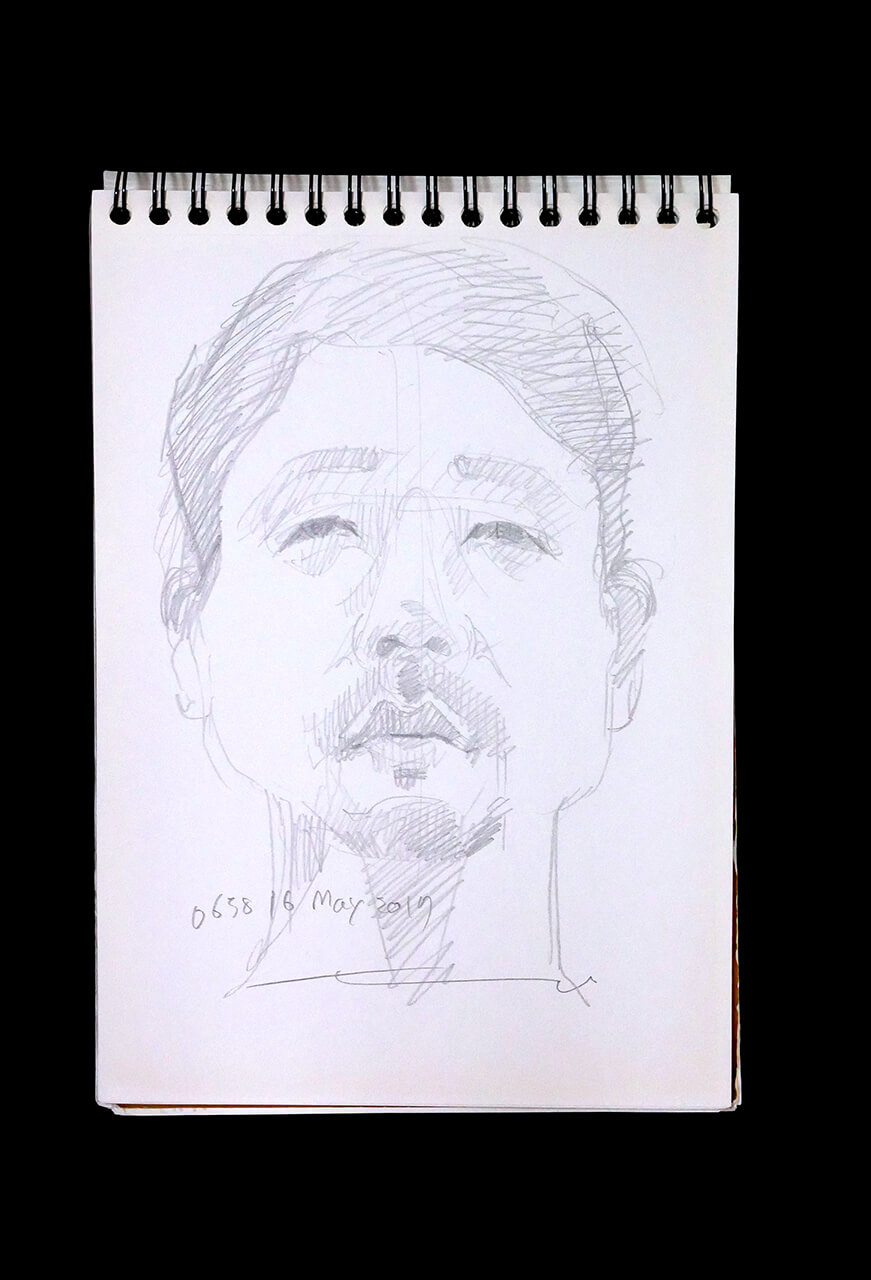 Contemporary artist SHINTAKU Tomoni's 2017/5/16 Self-portrait or pencil drawing