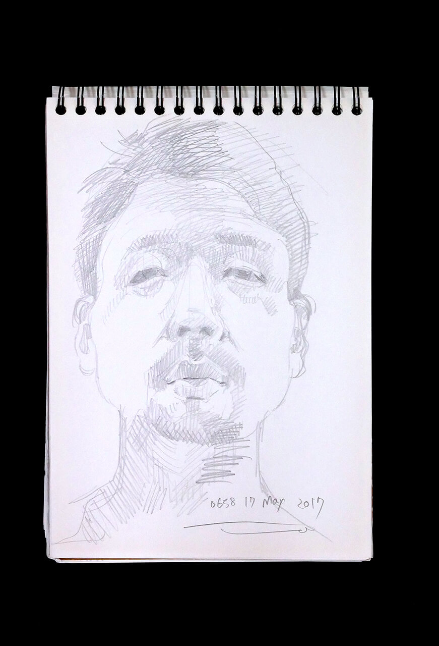 Contemporary artist SHINTAKU Tomoni's 2017/5/17 Self-portrait or pencil drawing