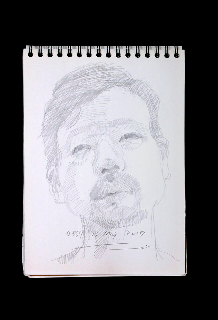 Contemporary artist SHINTAKU Tomoni's 2017/5/18 Self-portrait or pencil drawing