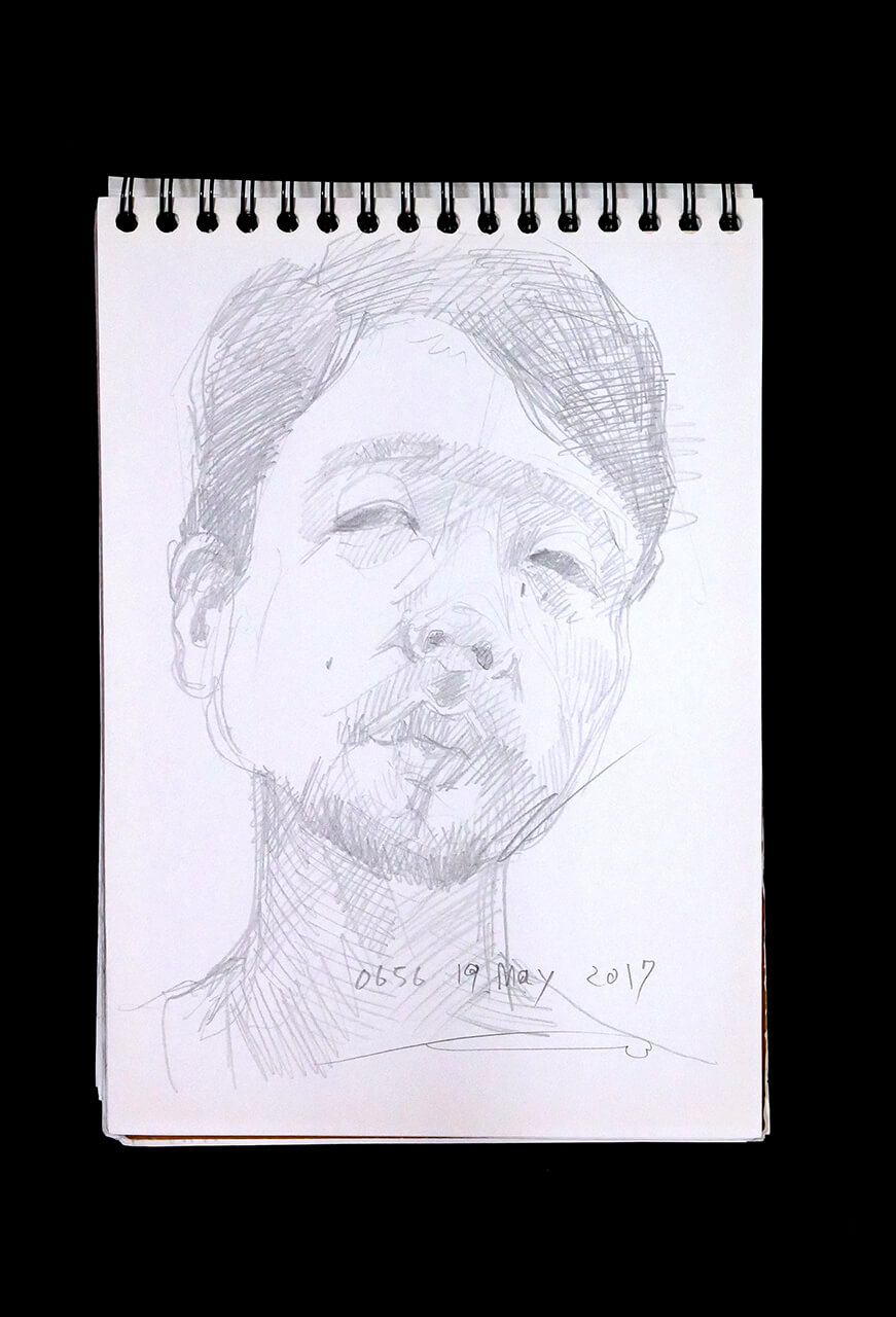 Contemporary artist SHINTAKU Tomoni's 2017/5/19 Self-portrait or pencil drawing