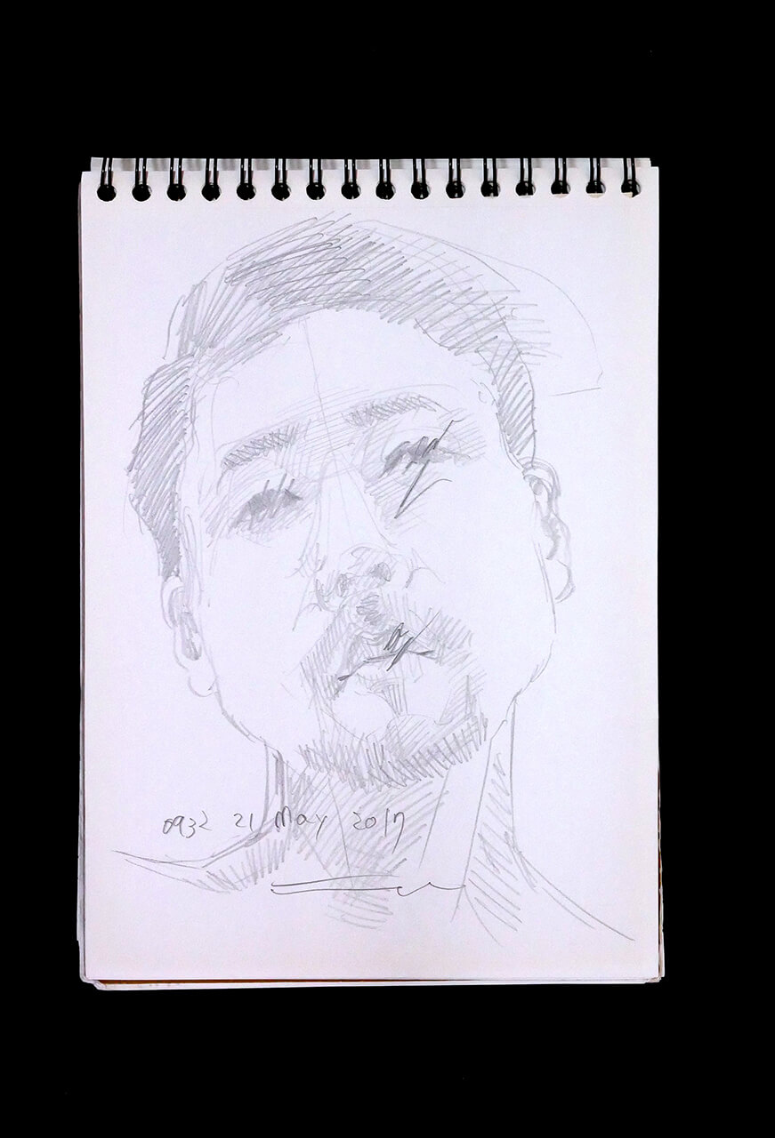 Contemporary artist SHINTAKU Tomoni's 2017/5/21 Self-portrait or pencil drawing