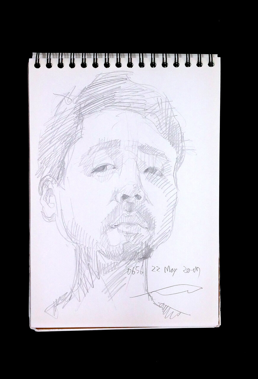 Contemporary artist SHINTAKU Tomoni's 2017/5/22 Self-portrait or pencil drawing