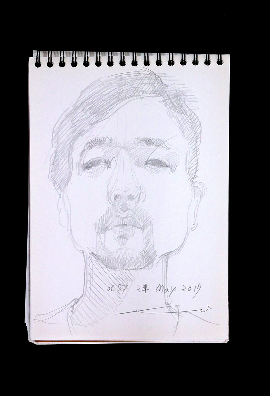 Contemporary artist SHINTAKU Tomoni's 2017/5/24 Self-portrait or pencil drawing