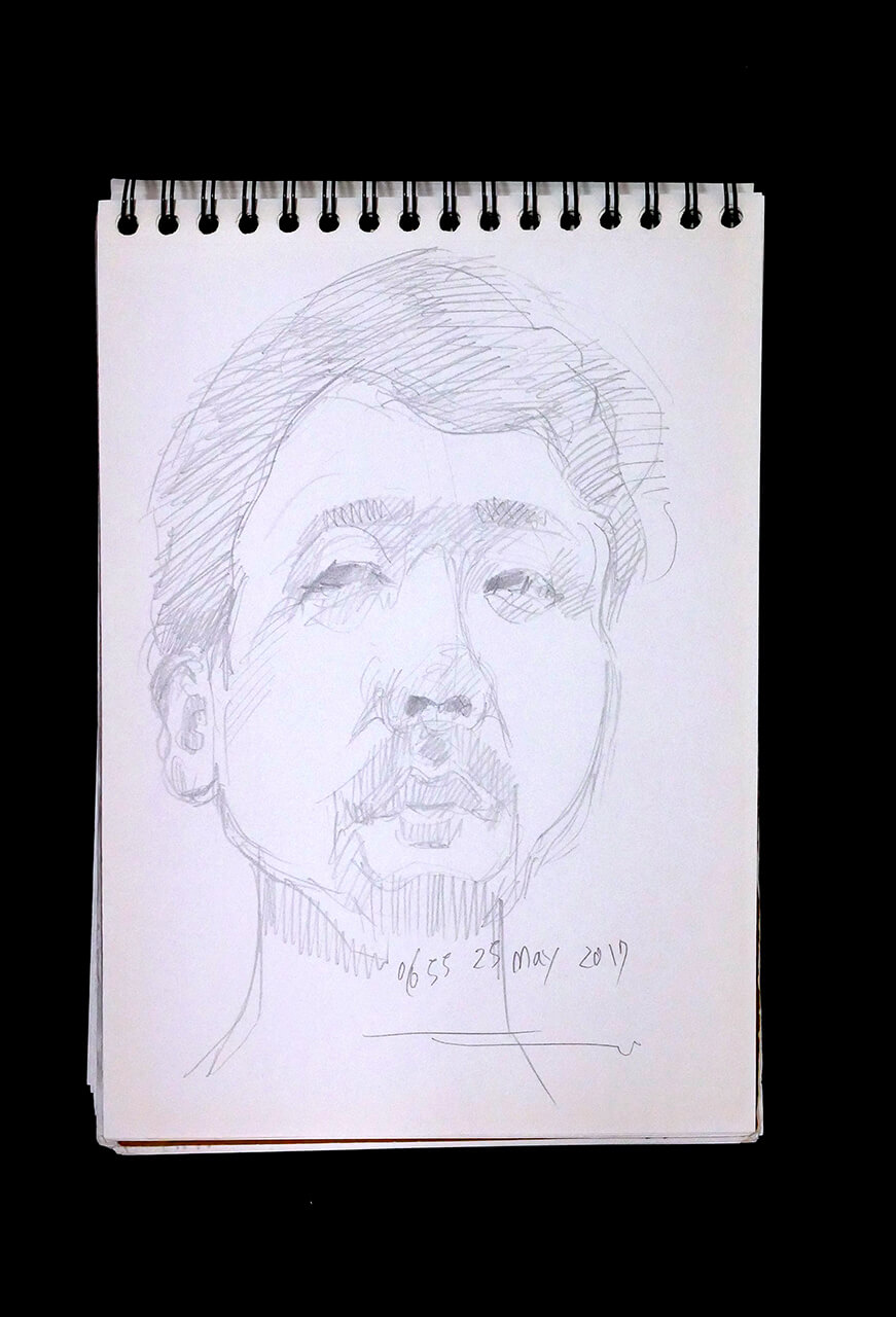 Contemporary artist SHINTAKU Tomoni's 2017/5/25 Self-portrait or pencil drawing