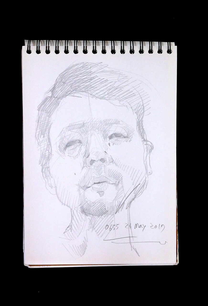 Contemporary artist SHINTAKU Tomoni's 2017/5/26 Self-portrait or pencil drawing