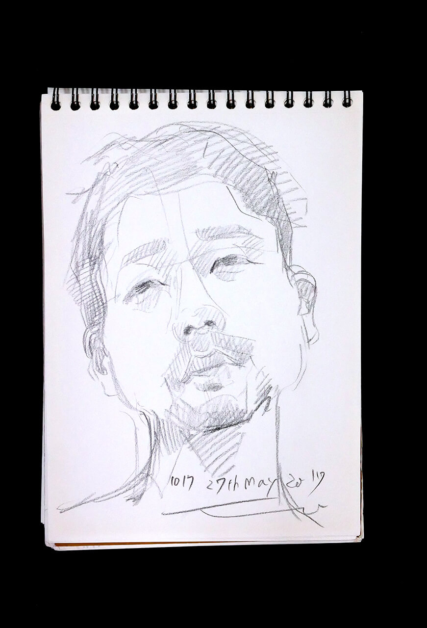 Contemporary artist SHINTAKU Tomoni's 2017/5/27 Self-portrait or pencil drawing
