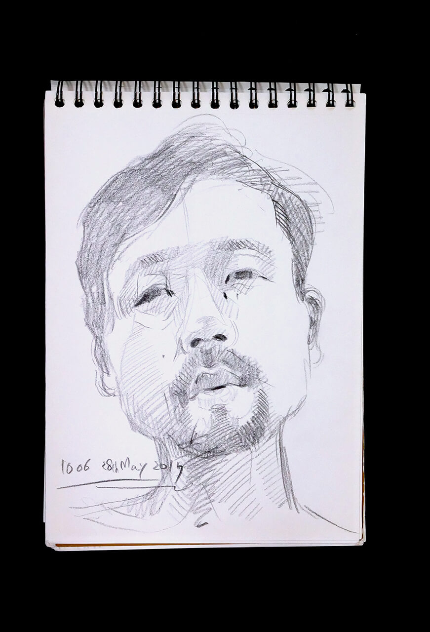 Contemporary artist SHINTAKU Tomoni's 2017/5/28 Self-portrait or pencil drawing