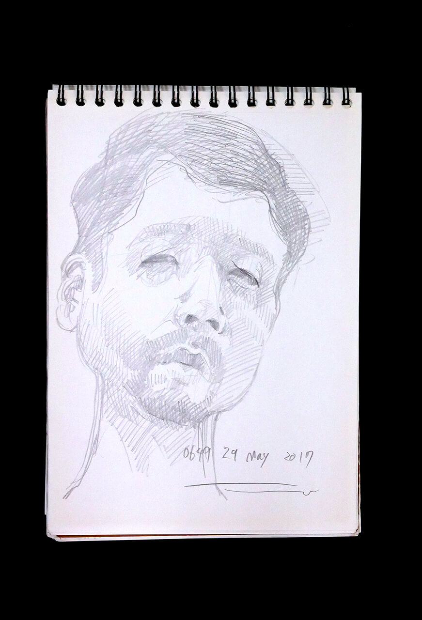 Contemporary artist SHINTAKU Tomoni's 2017/5/29 Self-portrait or pencil drawing