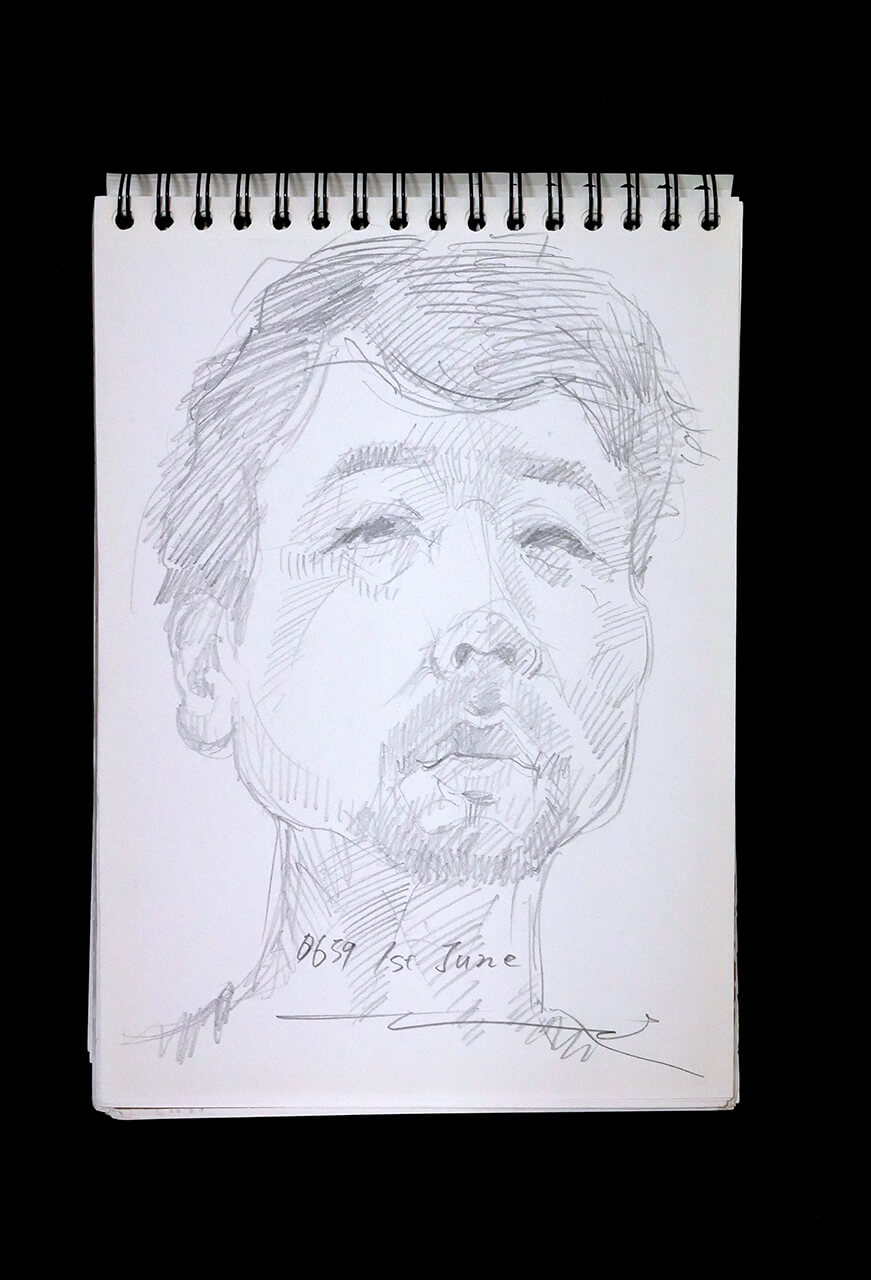 Contemporary artist SHINTAKU Tomoni's 2017/6/1 Self-portrait or pencil drawing