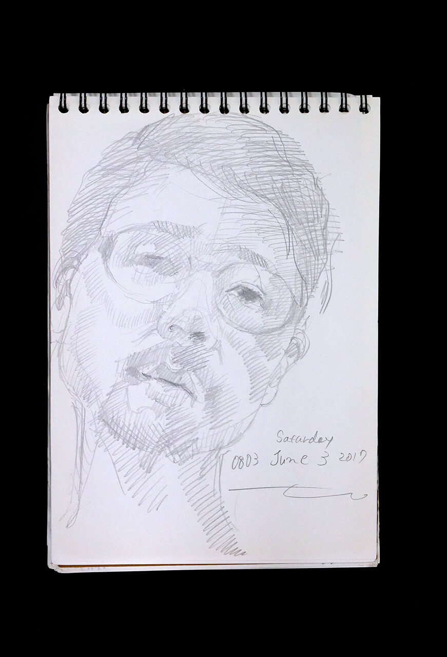 Contemporary artist SHINTAKU Tomoni's 2017/6/3 Self-portrait or pencil drawing