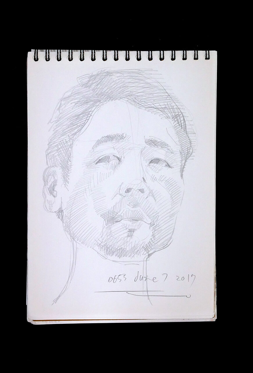 Contemporary artist SHINTAKU Tomoni's 2017/6/7 Self-portrait or pencil drawing