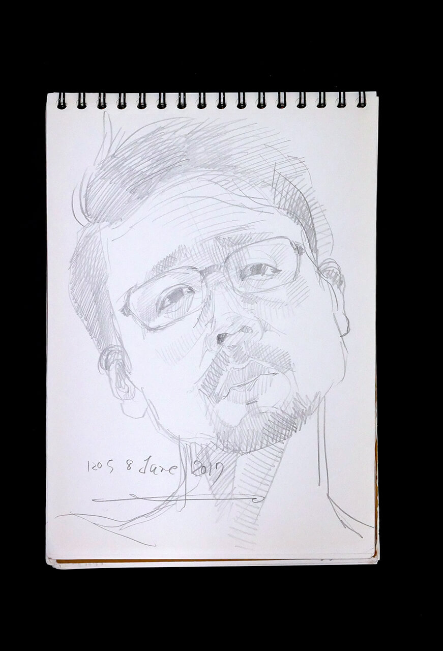 Contemporary artist SHINTAKU Tomoni's 2017/6/8 Self-portrait or pencil drawing
