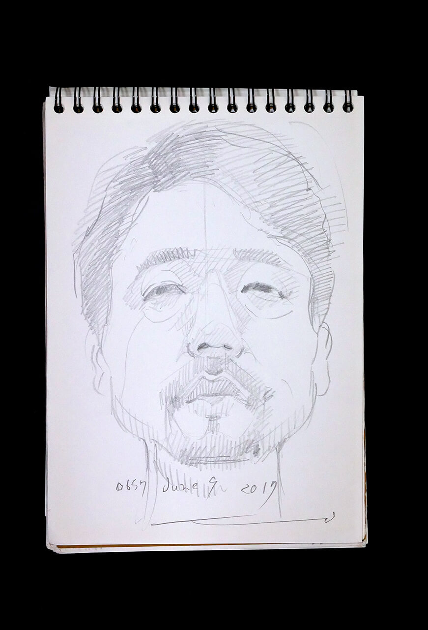 Contemporary artist SHINTAKU Tomoni's 2017/6/9 Self-portrait or pencil drawing