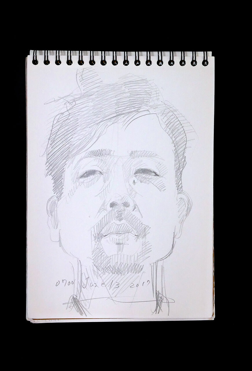 Contemporary artist SHINTAKU Tomoni's 2017/6/13 Self-portrait or pencil drawing