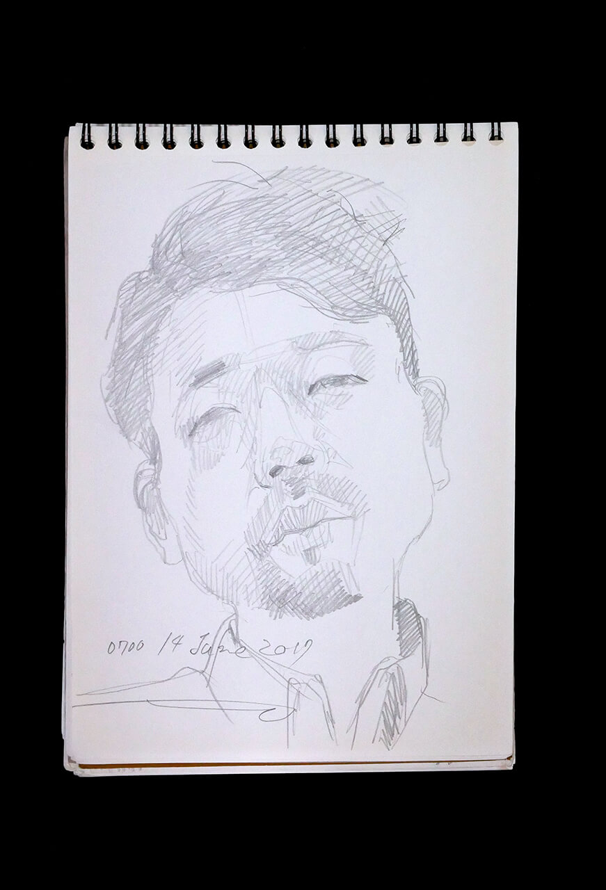 Contemporary artist SHINTAKU Tomoni's 2017/6/14 Self-portrait or pencil drawing
