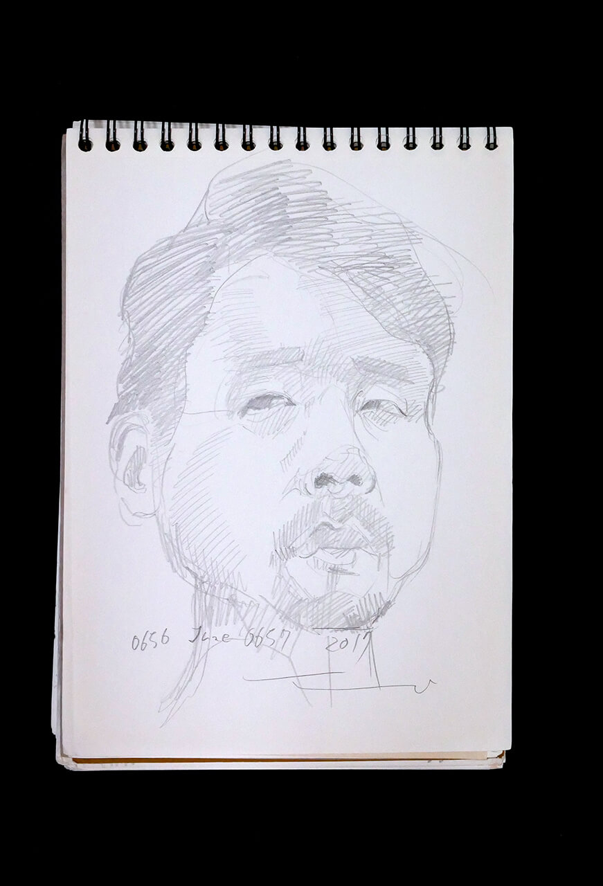 Contemporary artist SHINTAKU Tomoni's 2017/6/15 Self-portrait or pencil drawing