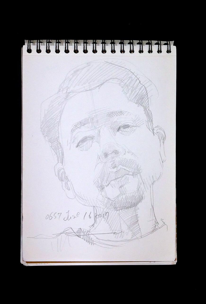 Contemporary artist SHINTAKU Tomoni's 2017/6/16 Self-portrait or pencil drawing
