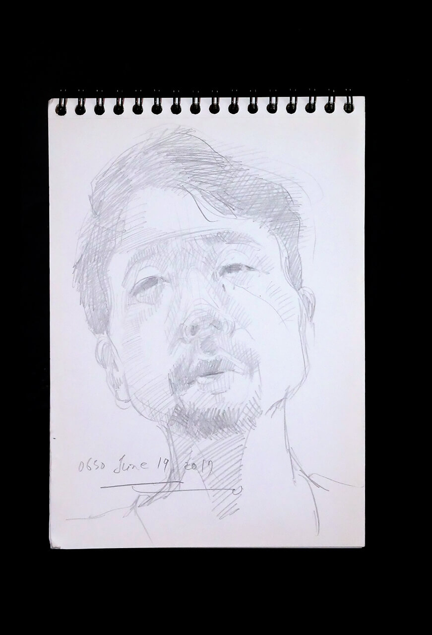 Contemporary artist SHINTAKU Tomoni's 2017/6/19 Self-portrait or pencil drawing
