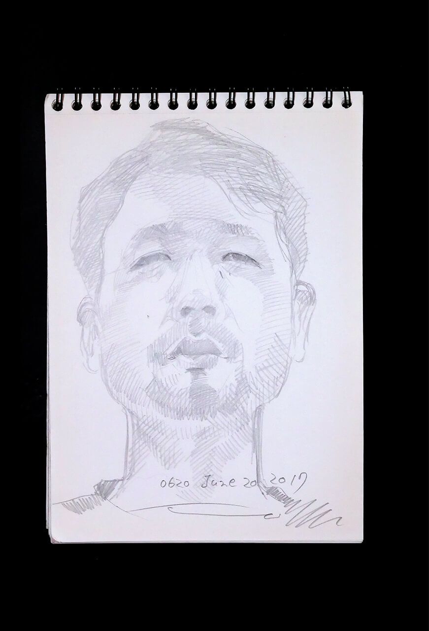 Contemporary artist SHINTAKU Tomoni's 2017/6/20 Self-portrait or pencil drawing