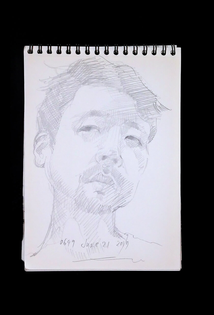Contemporary artist SHINTAKU Tomoni's 2017/6/21 Self-portrait or pencil drawing