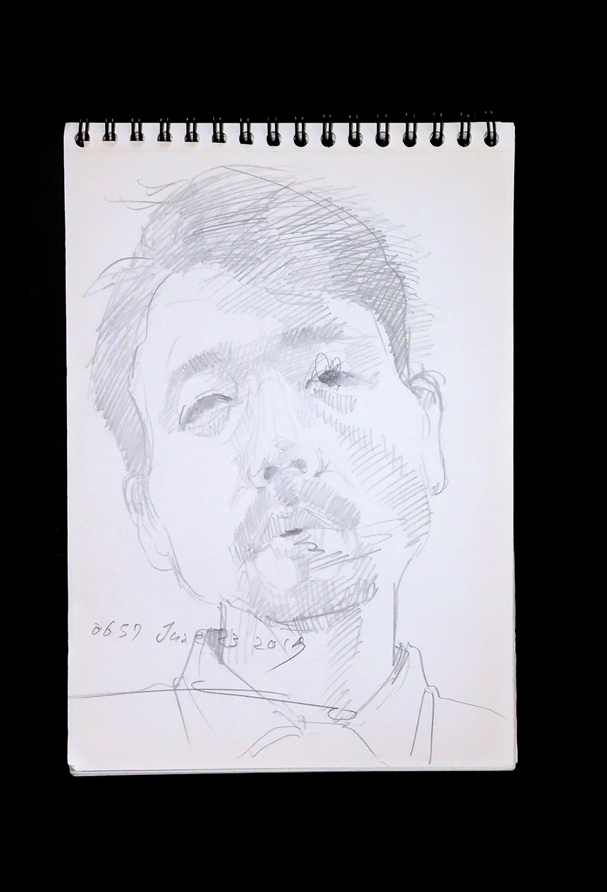 Contemporary artist SHINTAKU Tomoni's 2017/6/23 Self-portrait or pencil drawing