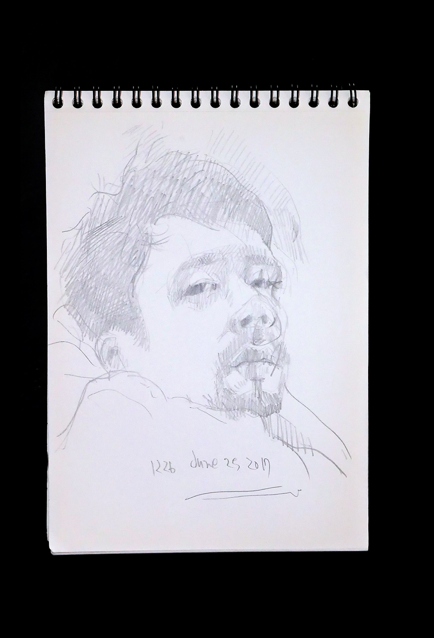 Contemporary artist SHINTAKU Tomoni's 2017/6/25 Self-portrait or pencil drawing