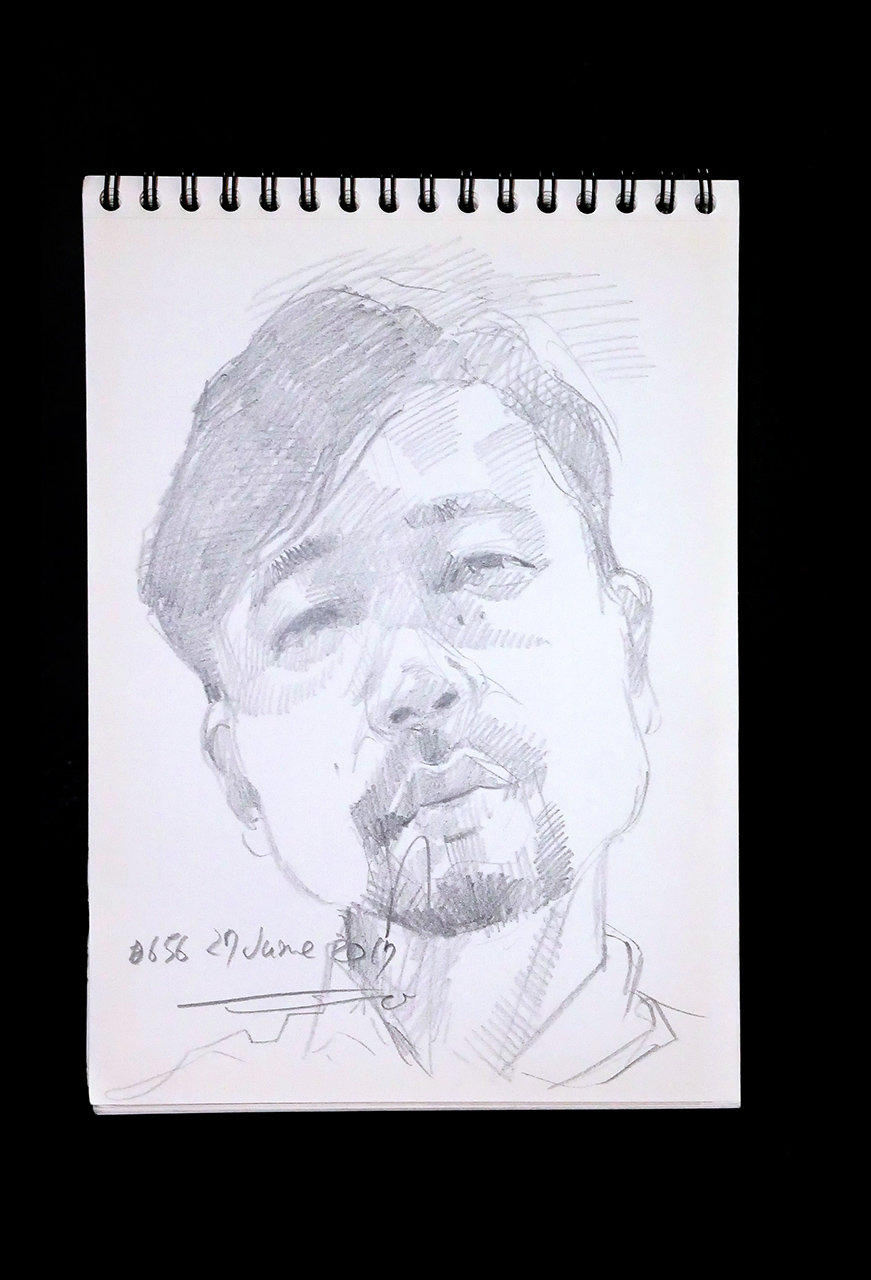 Contemporary artist SHINTAKU Tomoni's 2017/6/27 Self-portrait or pencil drawing