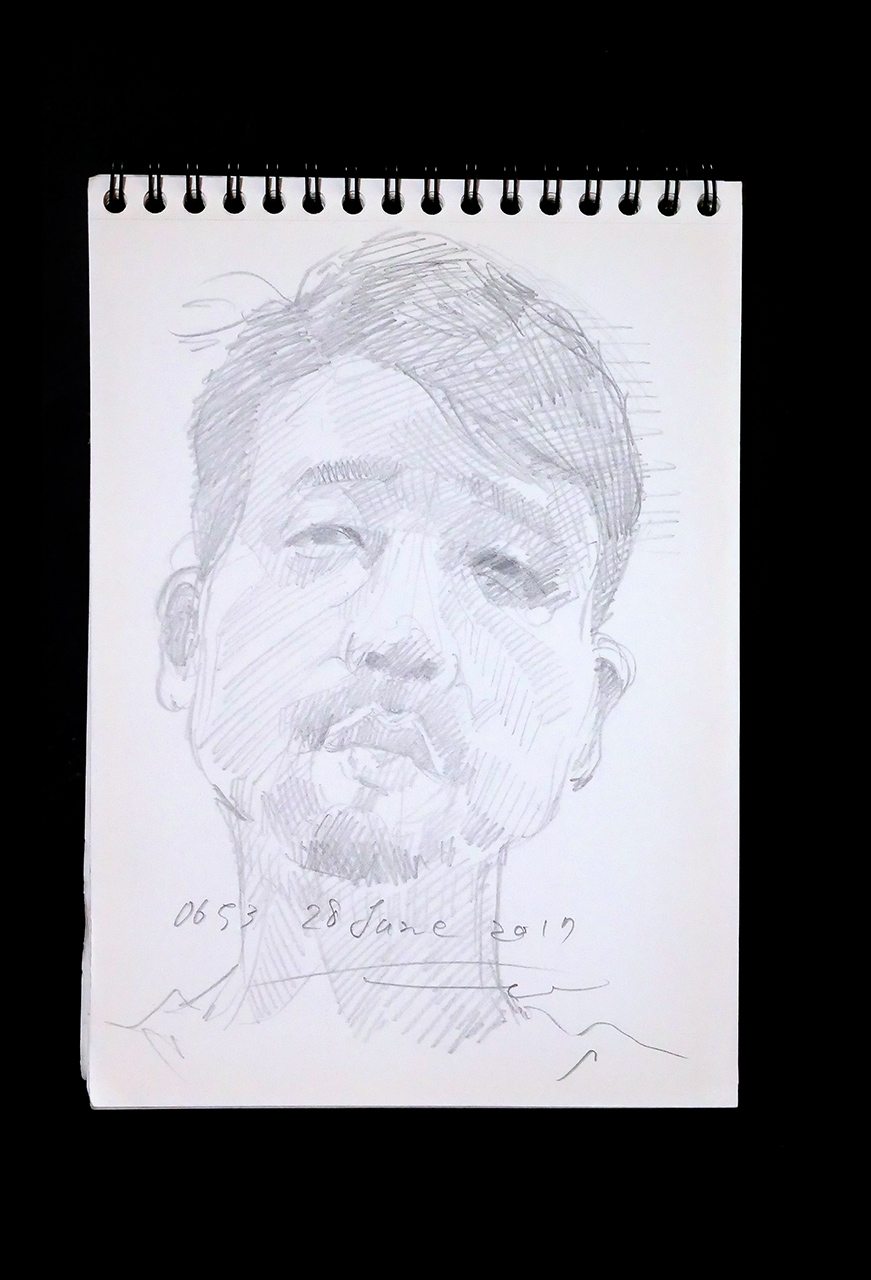 Contemporary artist SHINTAKU Tomoni's 2017/6/28 Self-portrait or pencil drawing