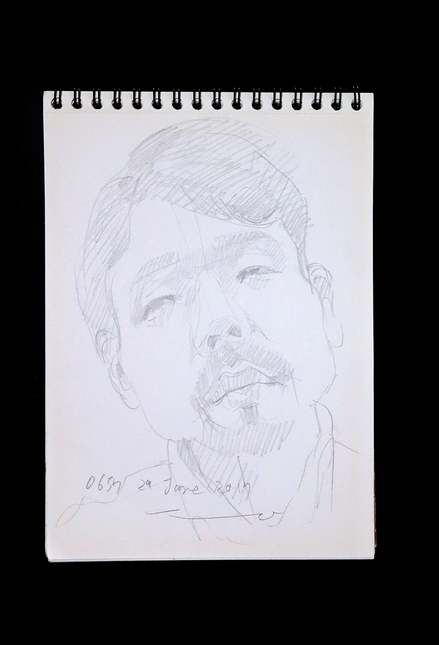 Contemporary artist SHINTAKU Tomoni's 2017/6/29 Self-portrait or pencil drawing