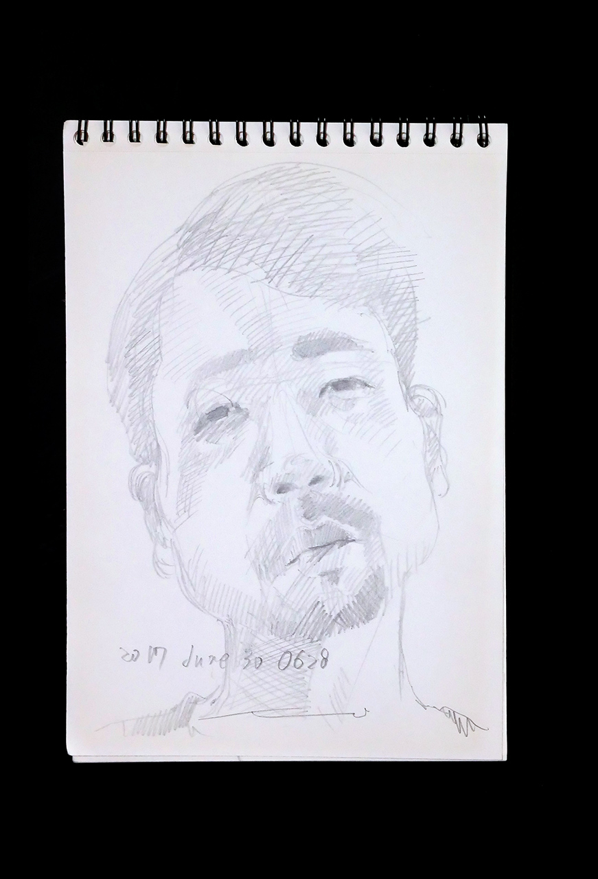 Contemporary artist SHINTAKU Tomoni's 2017/6/30 Self-portrait or pencil drawing