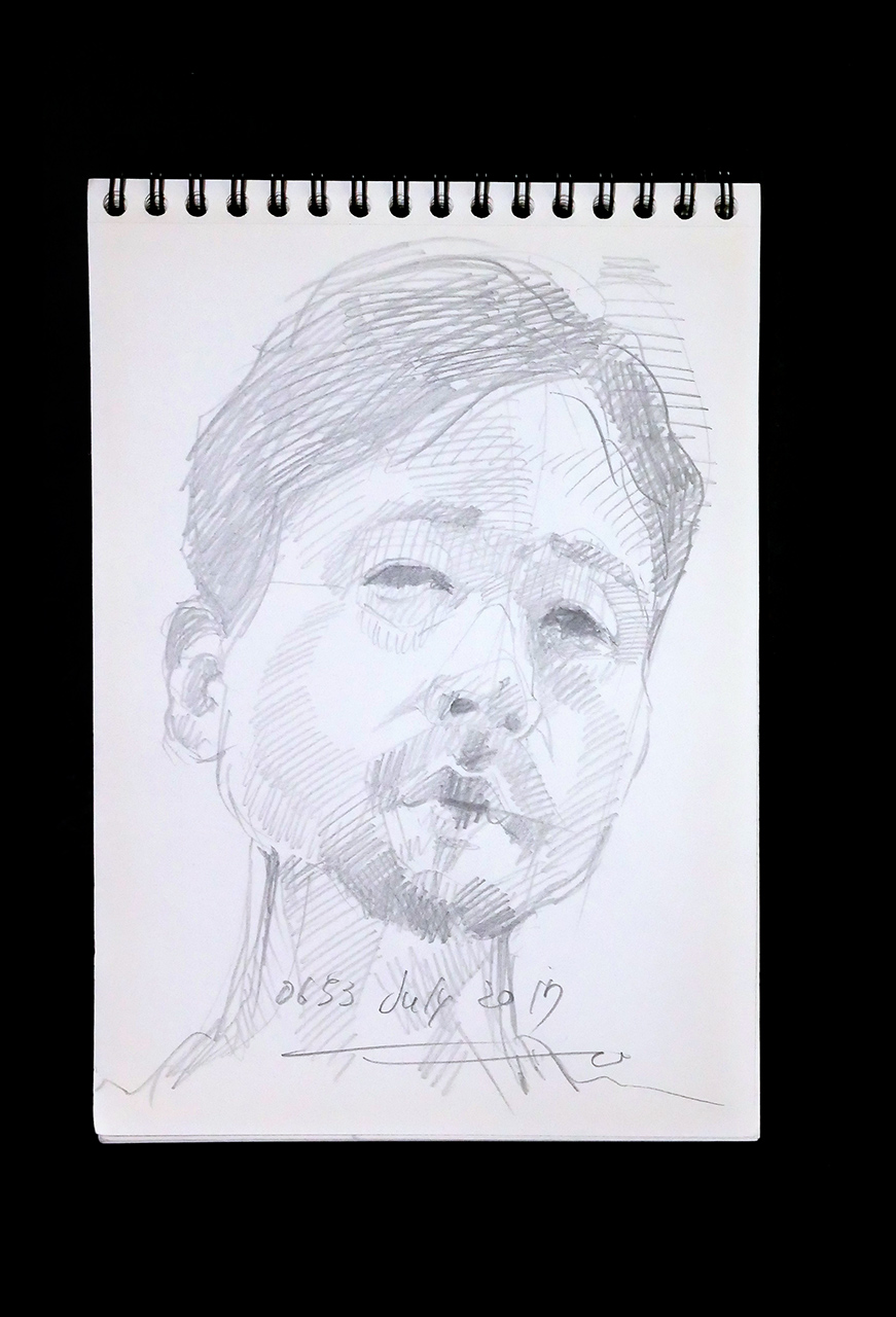 Contemporary artist SHINTAKU Tomoni's 2017/7/7 Self-portrait or pencil drawing