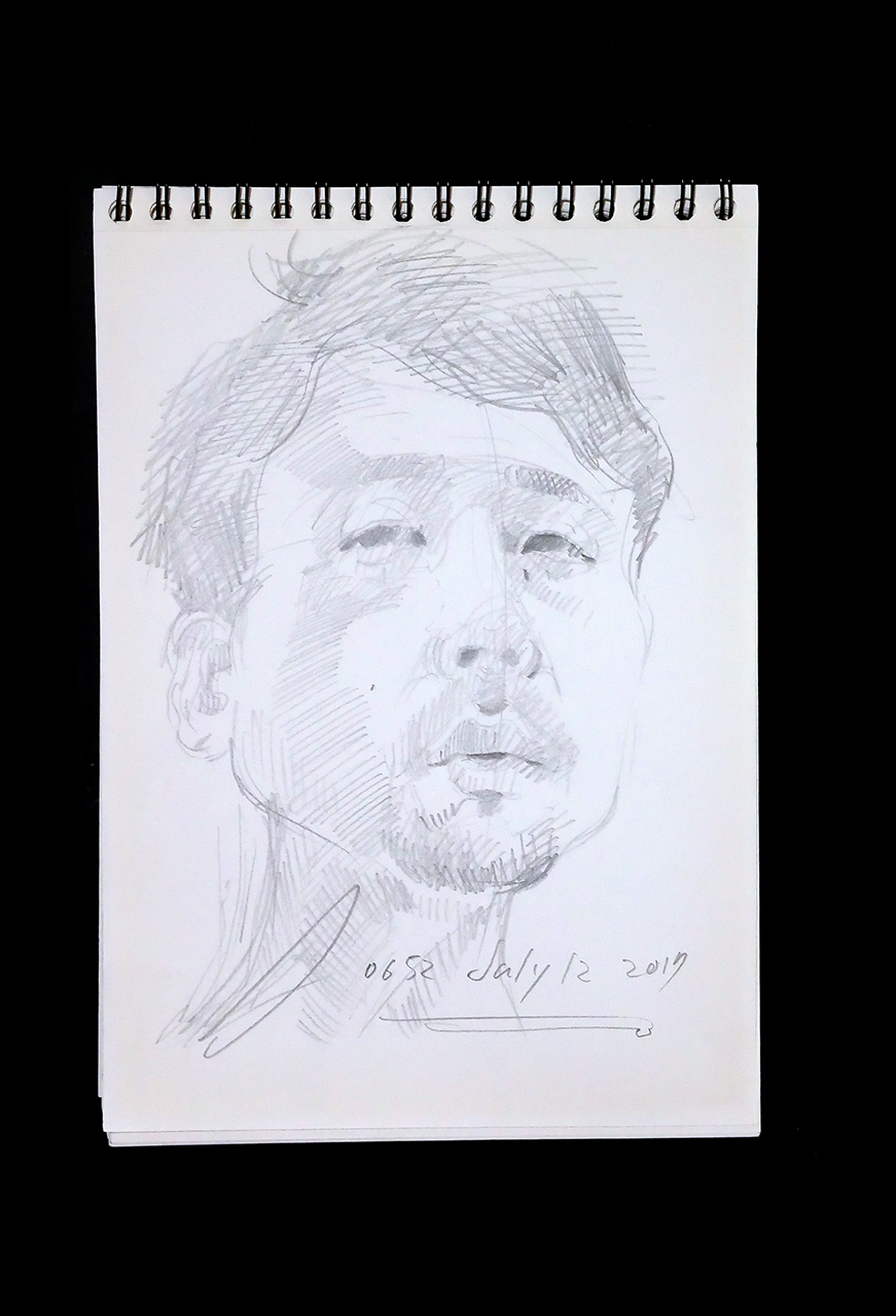 Contemporary artist SHINTAKU Tomoni's 2017/7/12 Self-portrait or pencil drawing
