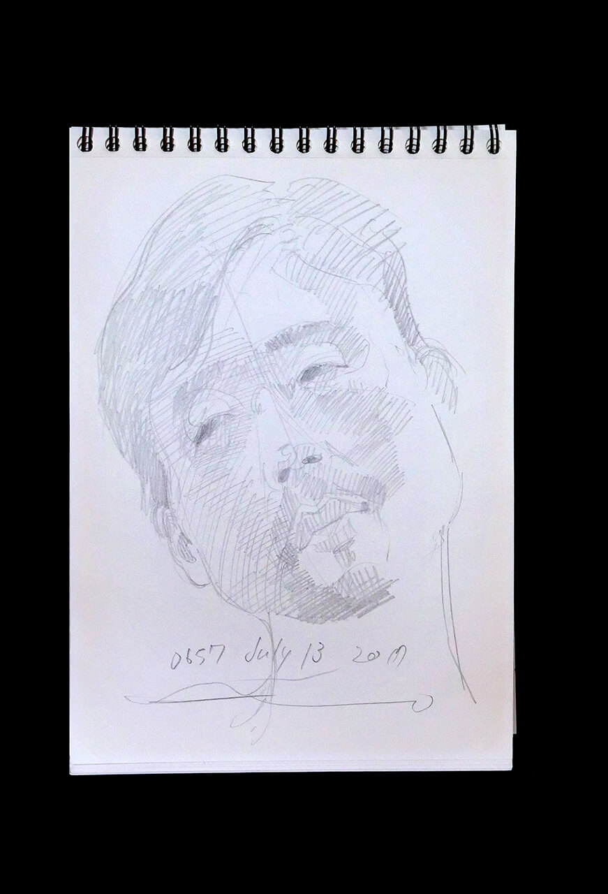 Contemporary artist SHINTAKU Tomoni's 2017/7/13 Self-portrait or pencil drawing