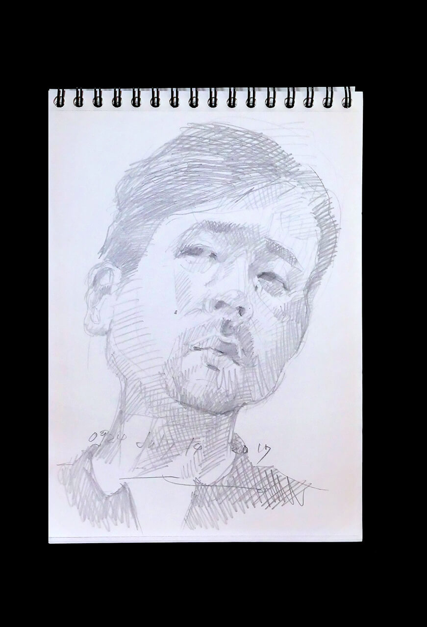 Contemporary artist SHINTAKU Tomoni's 2017/7/14 Self-portrait or pencil drawing