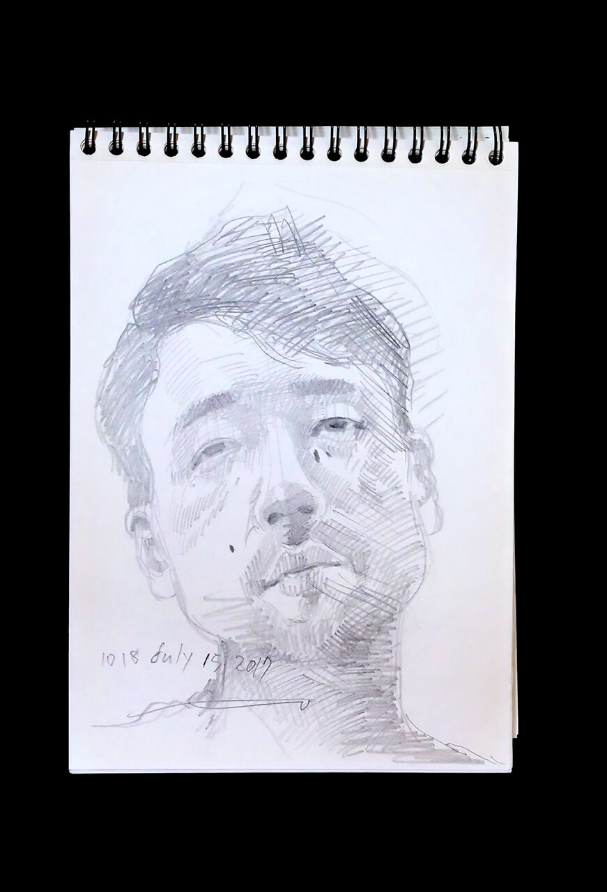 Contemporary artist SHINTAKU Tomoni's 2017/7/15 Self-portrait or pencil drawing