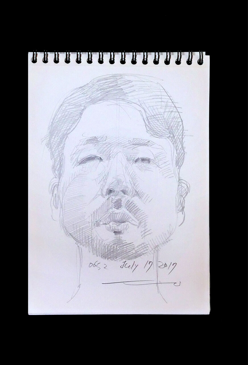 Contemporary artist SHINTAKU Tomoni's 2017/7/17 Self-portrait or pencil drawing