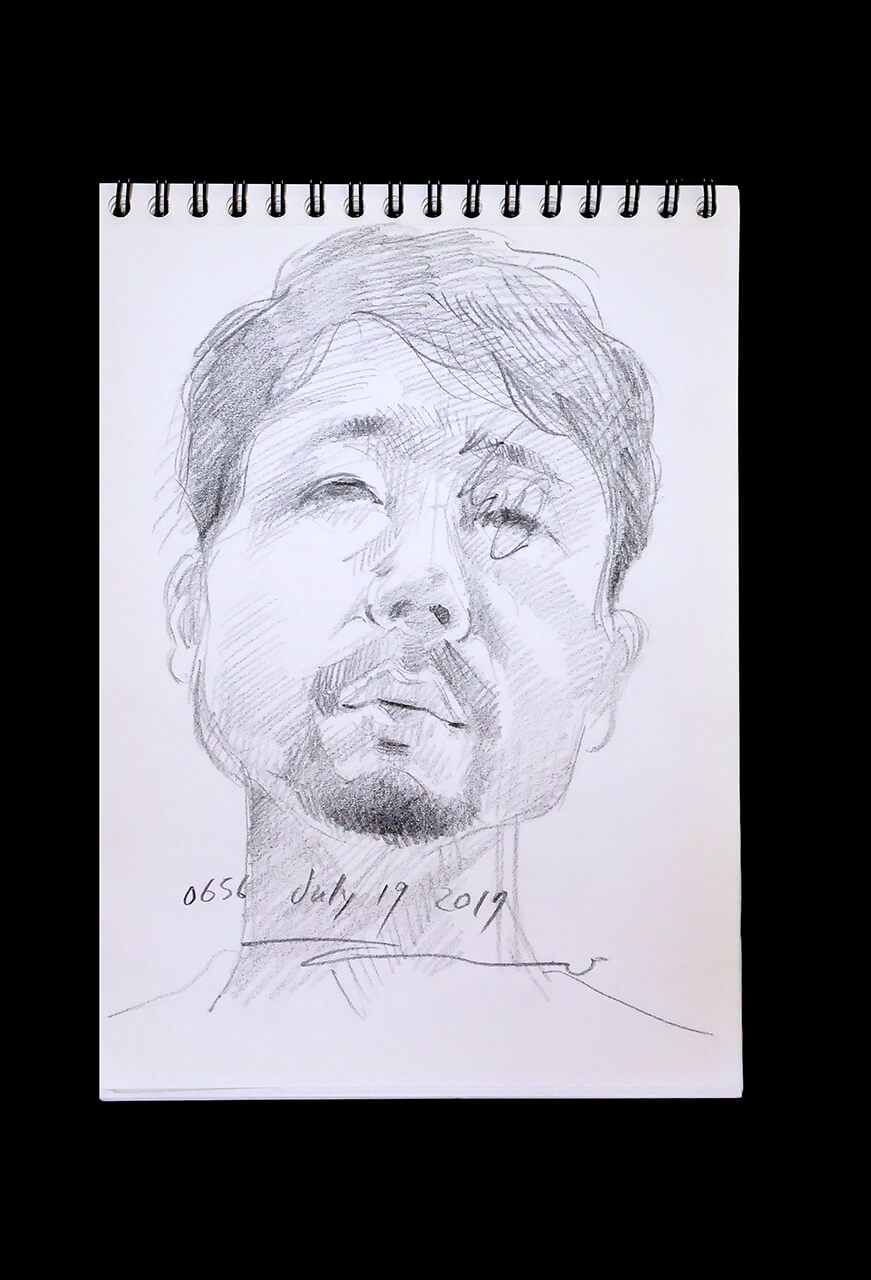 Contemporary artist SHINTAKU Tomoni's 2017/7/19 Self-portrait or pencil drawing
