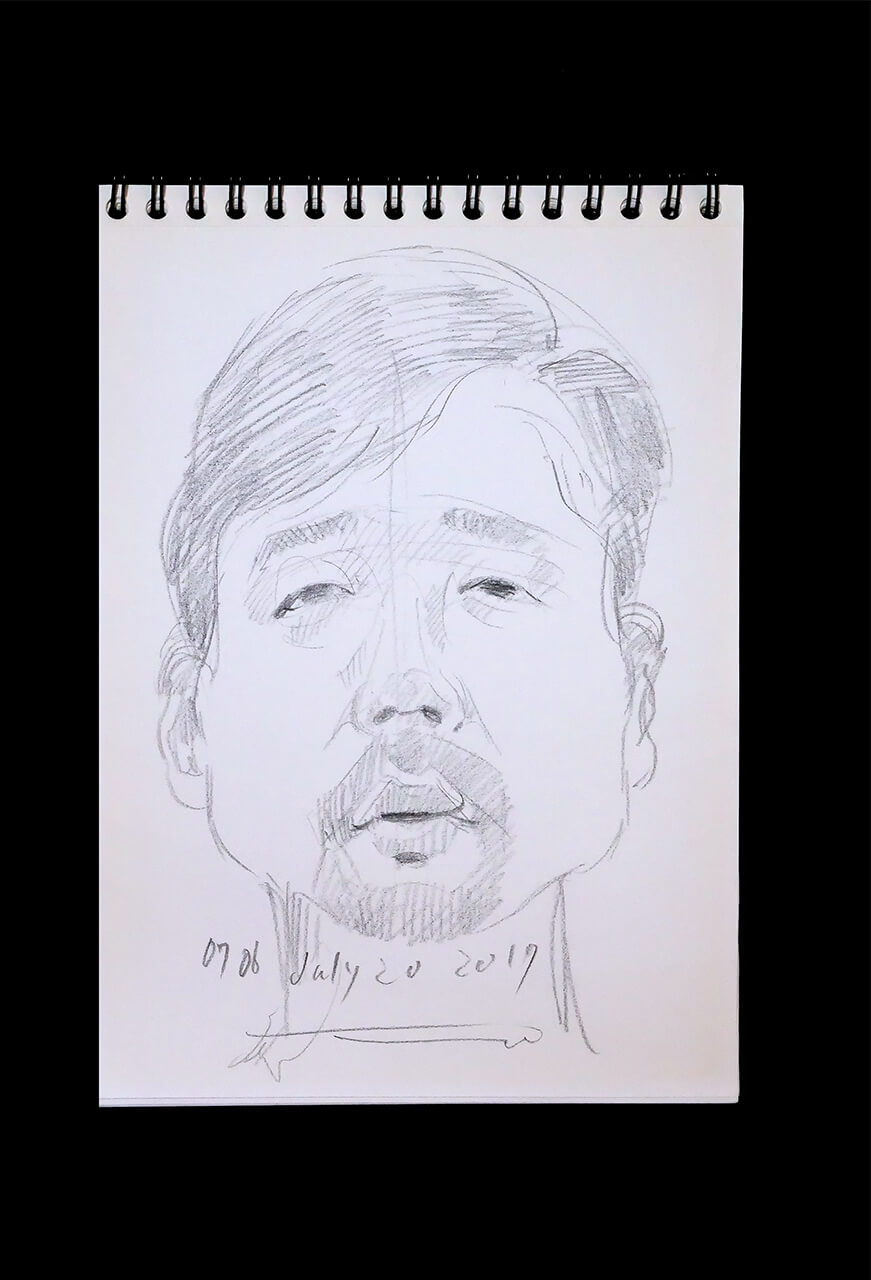 Contemporary artist SHINTAKU Tomoni's 2017/7/20 Self-portrait or pencil drawing