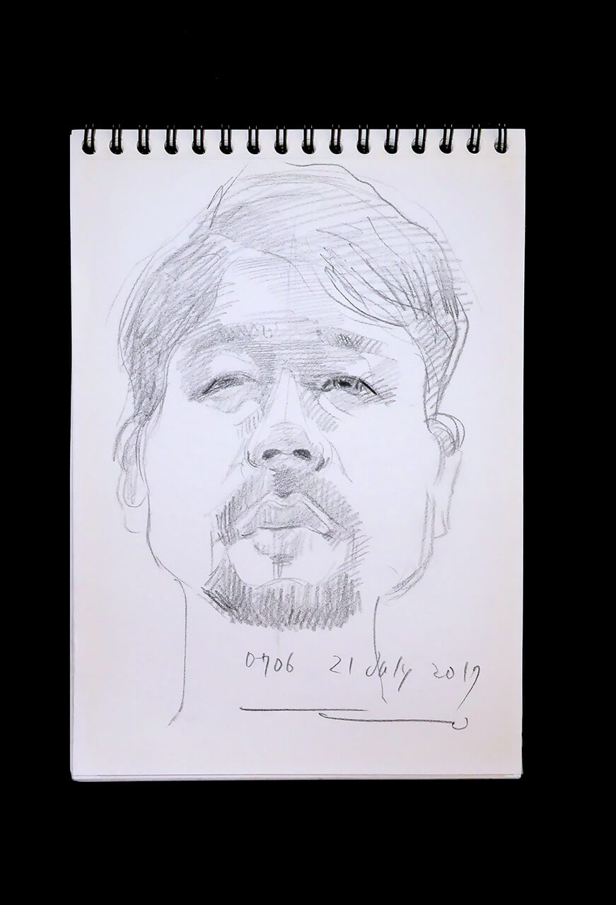 Contemporary artist SHINTAKU Tomoni's 2017/7/21 Self-portrait or pencil drawing