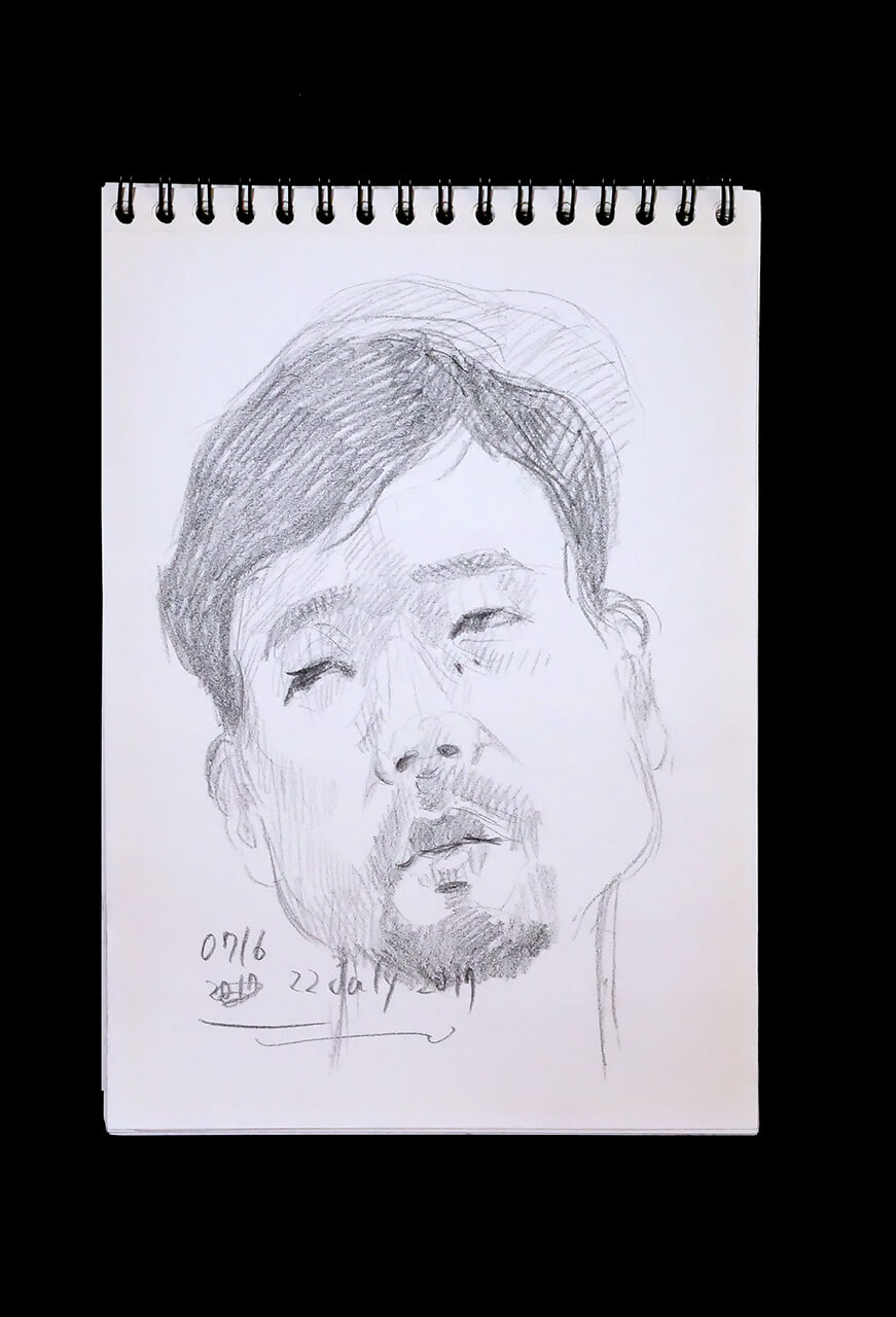 Contemporary artist SHINTAKU Tomoni's 2017/7/22 Self-portrait or pencil drawing