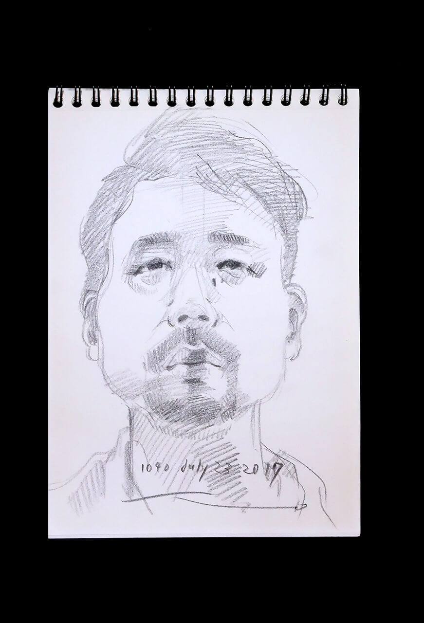 Contemporary artist SHINTAKU Tomoni's 2017/7/23 Self-portrait or pencil drawing