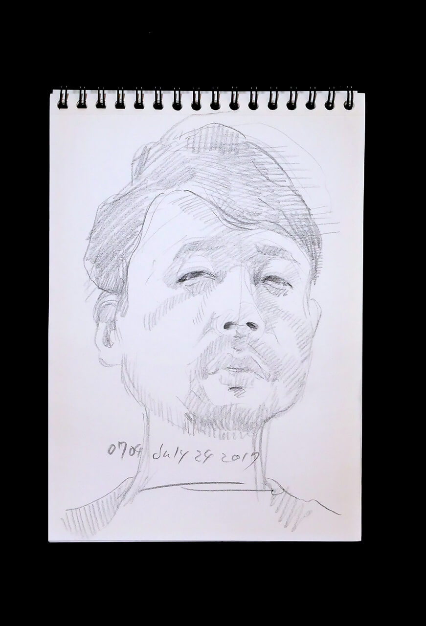 Contemporary artist SHINTAKU Tomoni's 2017/7/24 Self-portrait or pencil drawing