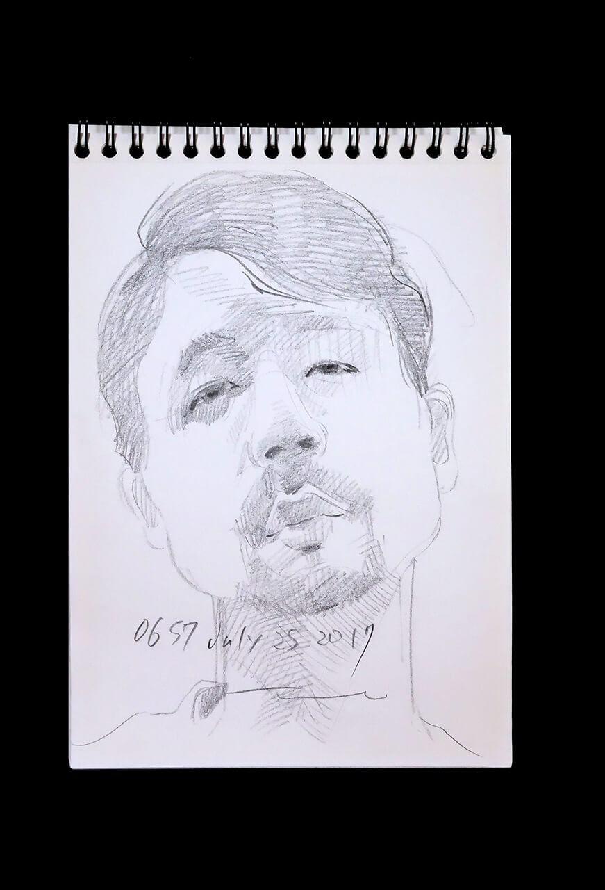 Contemporary artist SHINTAKU Tomoni's 2017/7/25 Self-portrait or pencil drawing