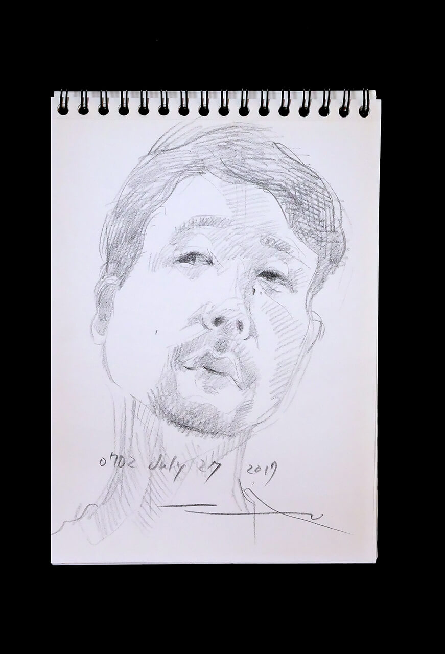 Contemporary artist SHINTAKU Tomoni's 2017/7/27 Self-portrait or pencil drawing