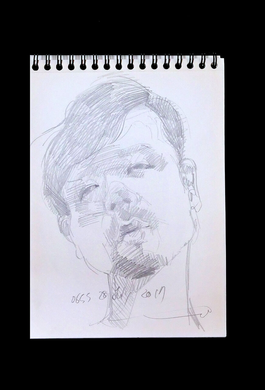 Contemporary artist SHINTAKU Tomoni's 2017/7/28 Self-portrait or pencil drawing